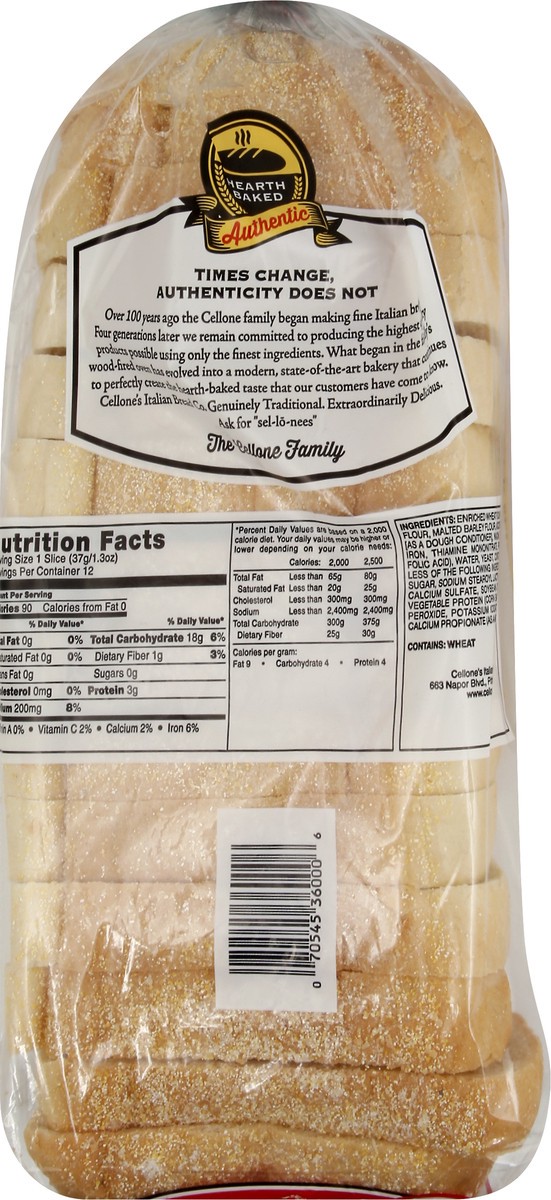 slide 8 of 8, Cellone's Italian Bread, Thick Sliced, 16 oz