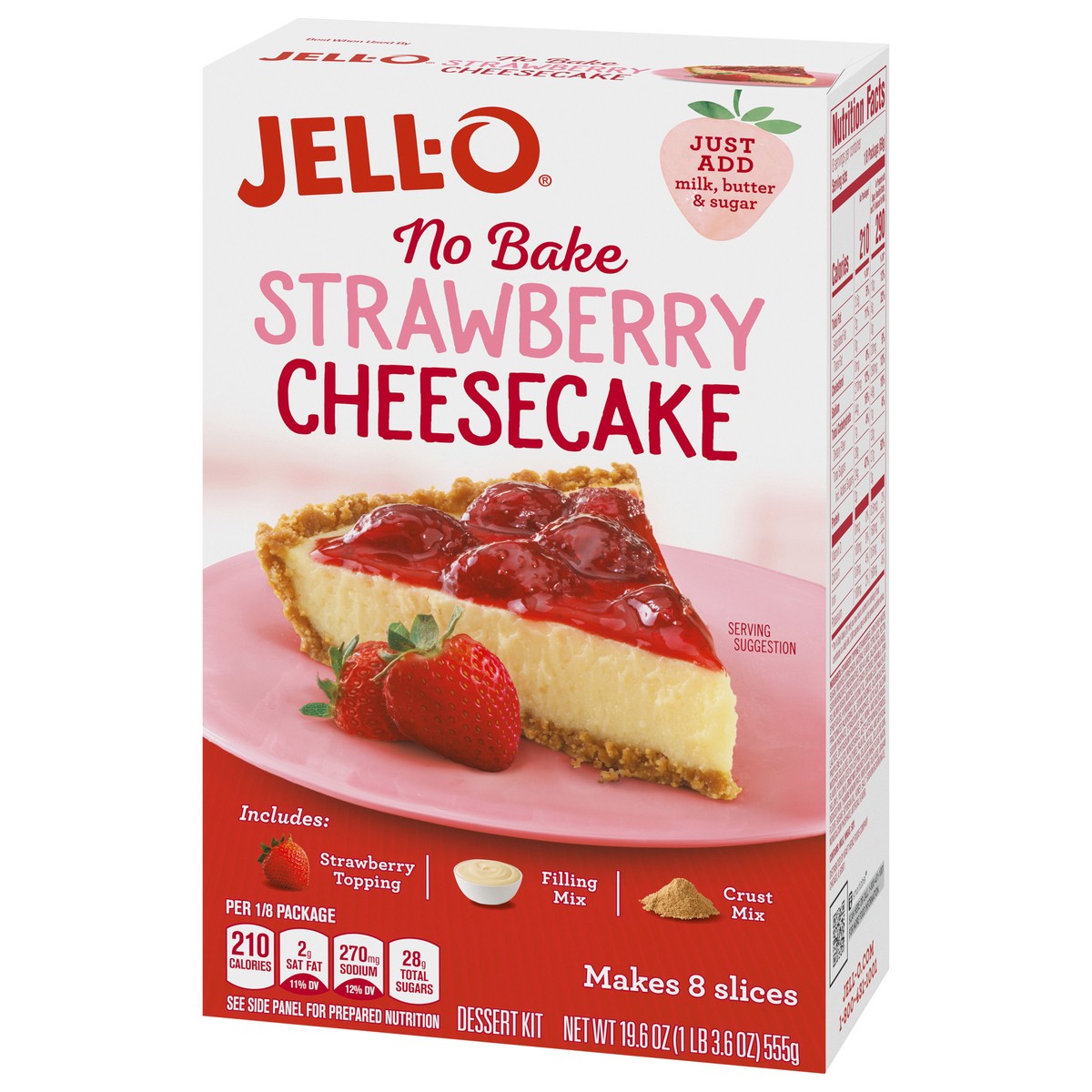 slide 3 of 9, Jell-O No Bake Strawberry Cheesecake Mix, 19.6 oz Box, 19.6 oz