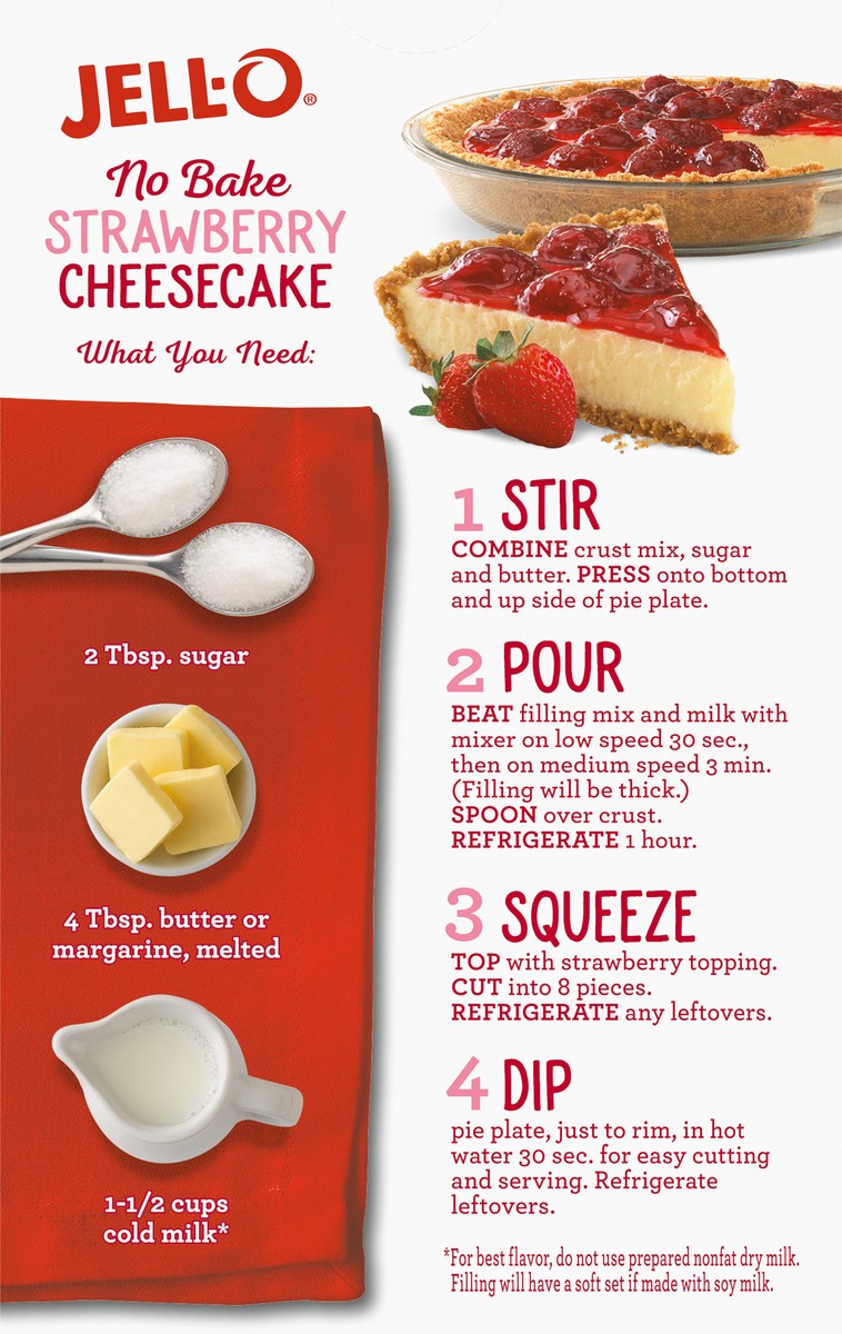 slide 5 of 9, Jell-O No Bake Strawberry Cheesecake Mix, 19.6 oz Box, 19.6 oz