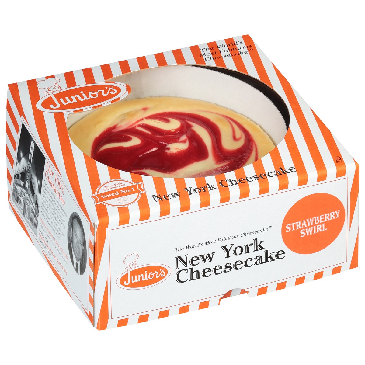 slide 2 of 9, Junior's 6 Inch New York Strawberry Swirl Cheesecake 24 oz, 24 oz