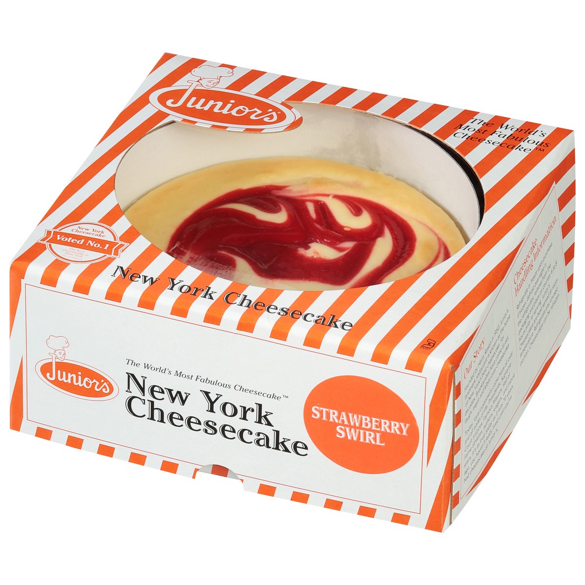 slide 9 of 9, Junior's 6 Inch New York Strawberry Swirl Cheesecake 24 oz, 24 oz