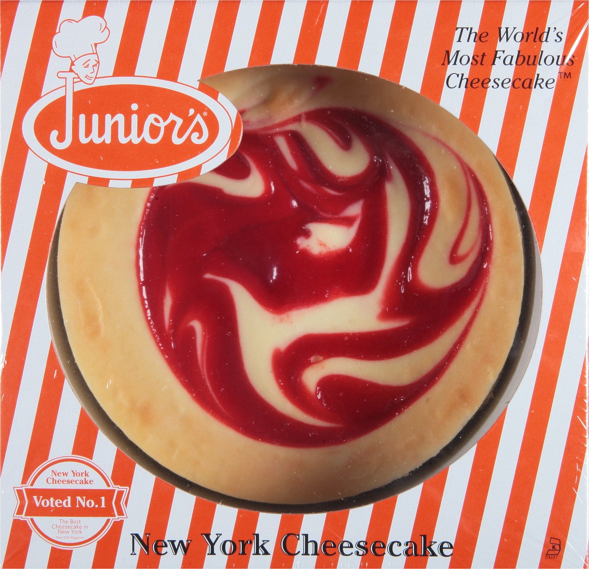 slide 5 of 9, Junior's 6 Inch New York Strawberry Swirl Cheesecake 24 oz, 24 oz