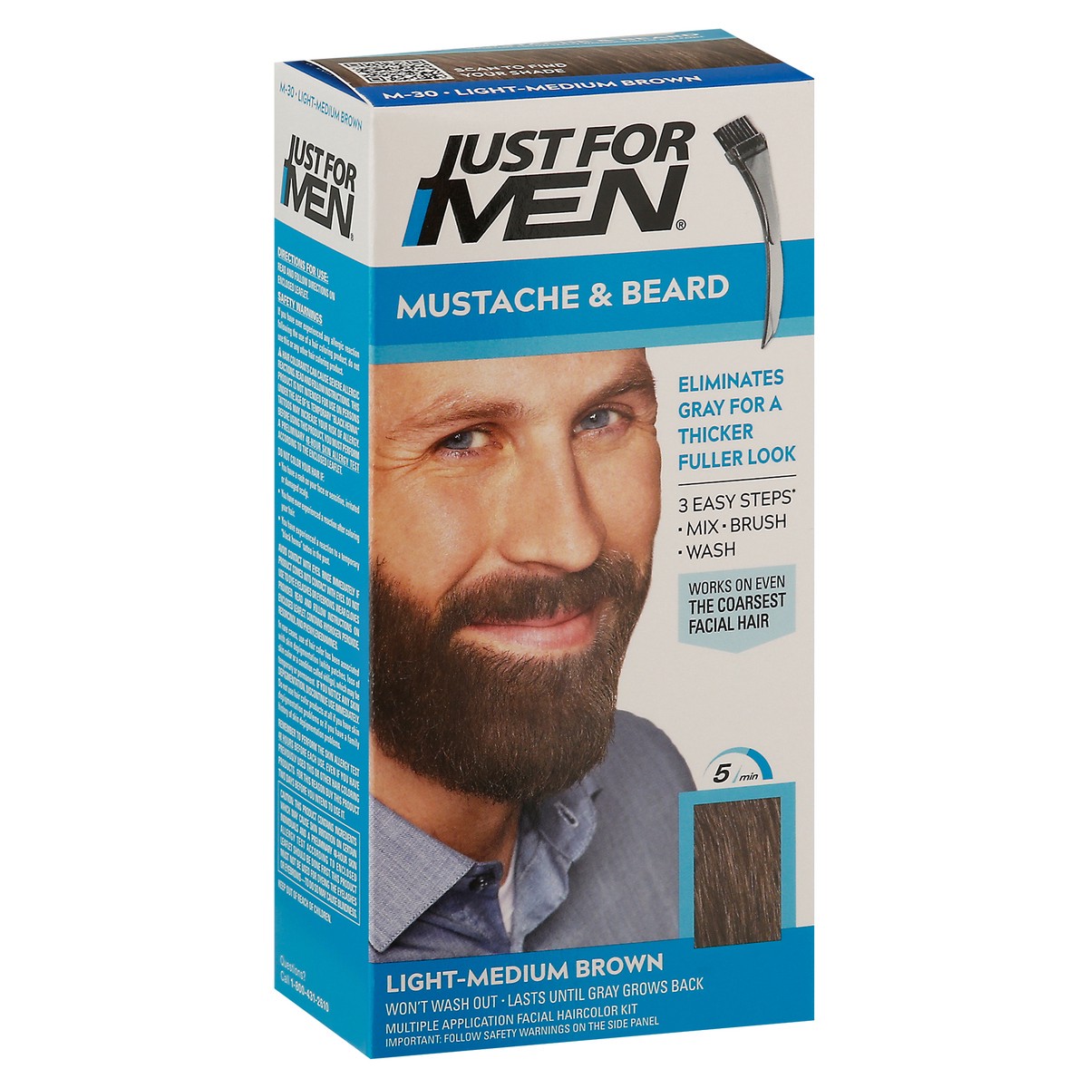 slide 7 of 9, Just for Men Light-Medium Brown M-30 Mustache & Beard Color 1 kit, 1 ct