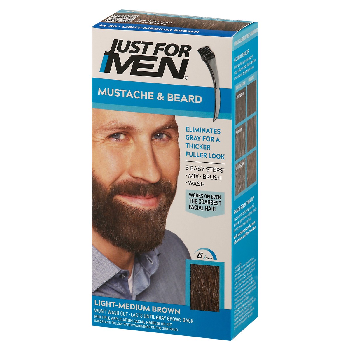 slide 2 of 9, Just for Men Light-Medium Brown M-30 Mustache & Beard Color 1 kit, 1 ct