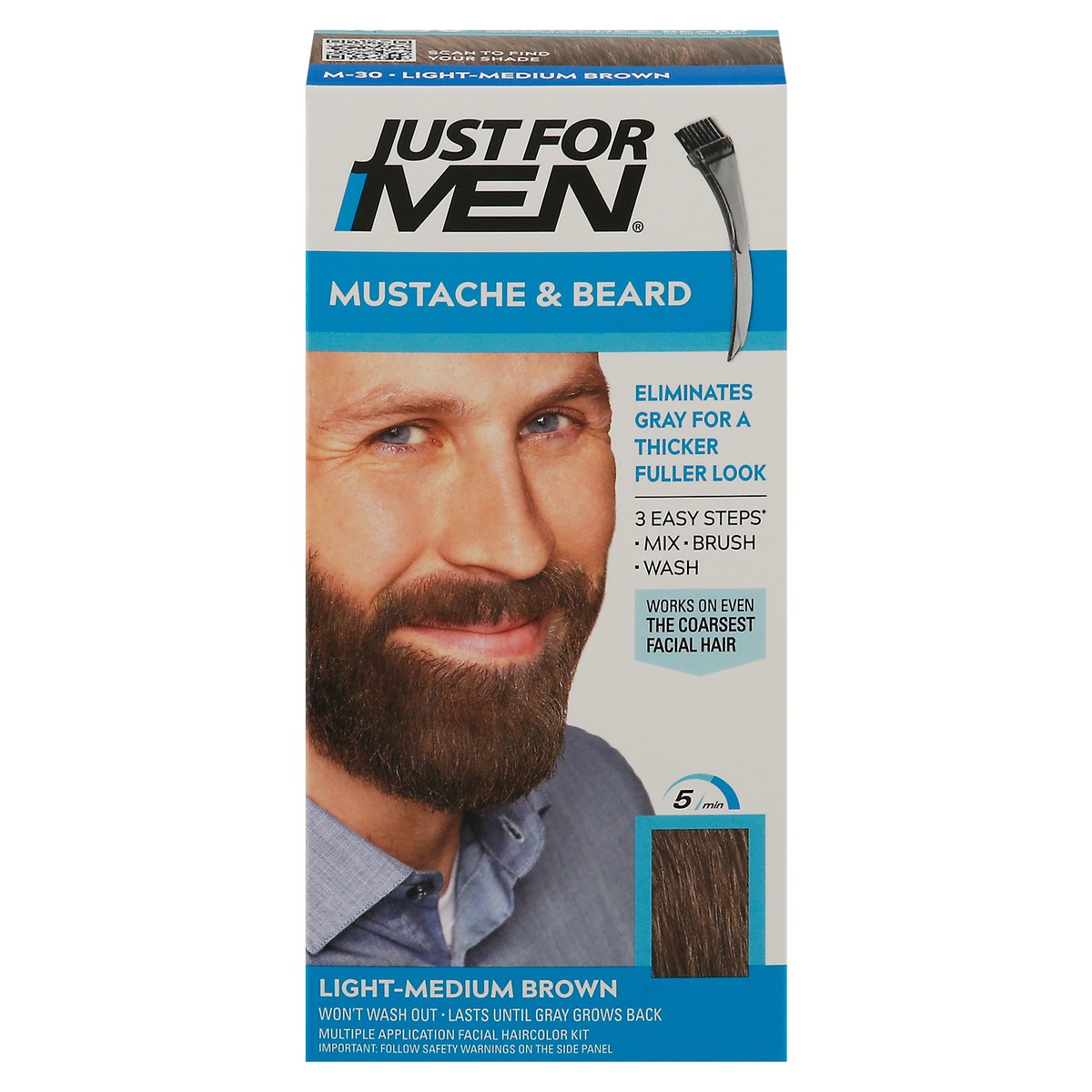 slide 1 of 9, Just for Men Light-Medium Brown M-30 Mustache & Beard Color 1 kit, 1 ct