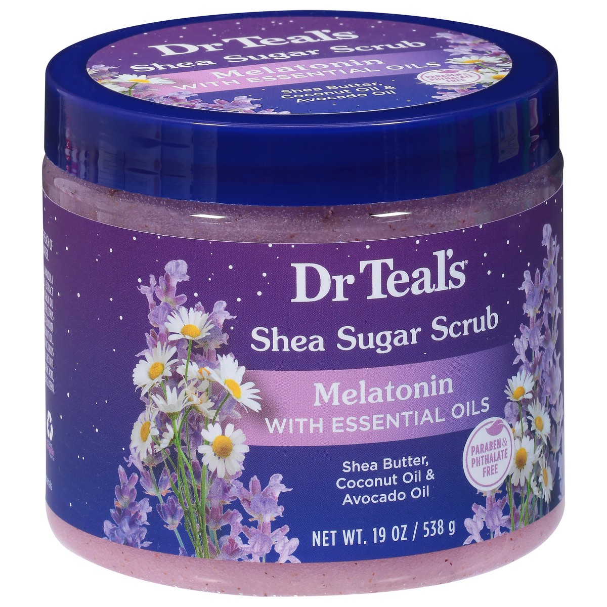 slide 4 of 10, Dr. Teal's Shea Sugar Scrub Melatonin, 19 oz