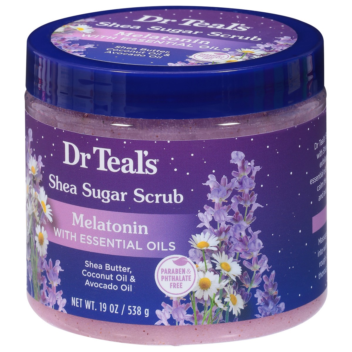 slide 8 of 10, Dr. Teal's Shea Sugar Scrub Melatonin, 19 oz