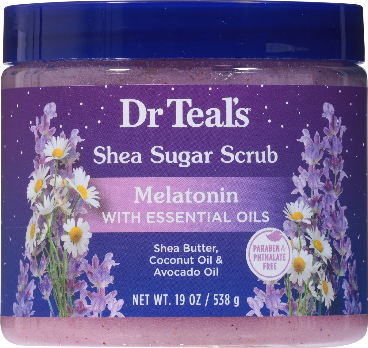 slide 2 of 10, Dr. Teal's Shea Sugar Scrub Melatonin, 19 oz