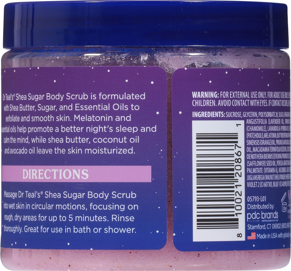 slide 5 of 10, Dr. Teal's Shea Sugar Scrub Melatonin, 19 oz