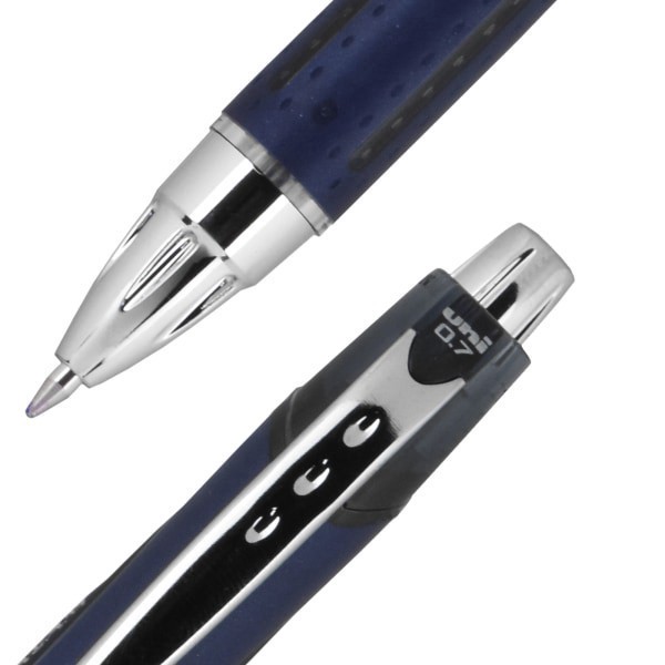 slide 3 of 9, uni-ball Jetstream Rt Retractable Ballpoint Pens, Fine Point, Blue Barrel, Black Ink, Pack Of 3, 3 ct