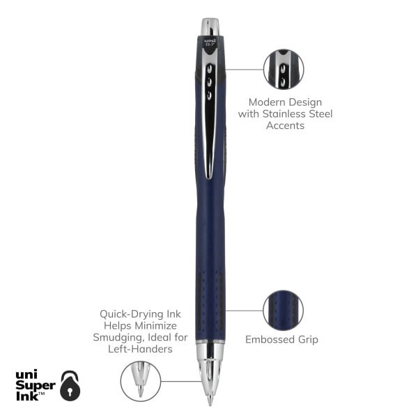 slide 4 of 9, uni-ball Jetstream Rt Retractable Ballpoint Pens, Fine Point, Blue Barrel, Black Ink, Pack Of 3, 3 ct