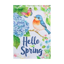 Hello Spring Bird Garden Suede Flag