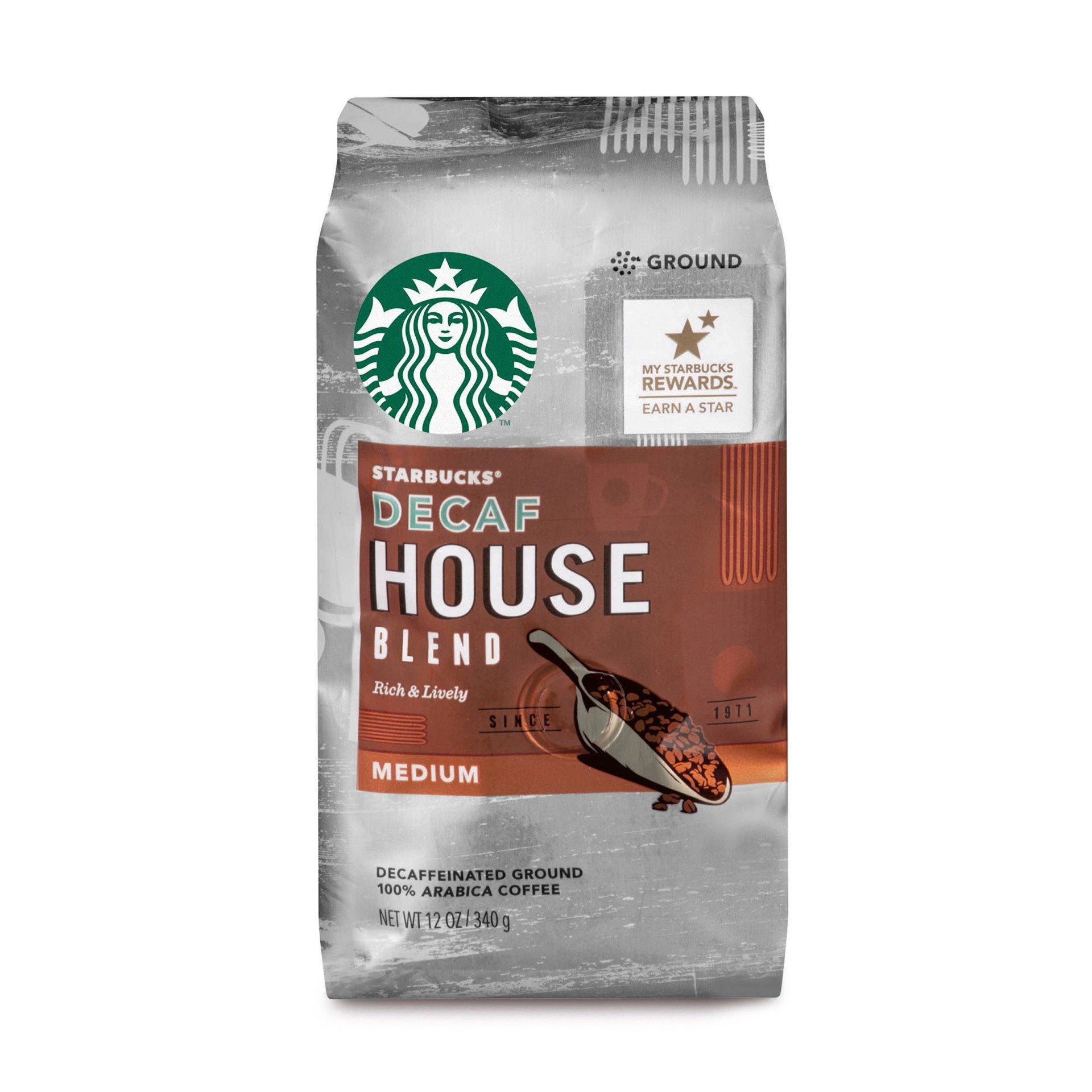 slide 1 of 6, Starbucks Coffee Ground Decaf House Blend, 12 oz