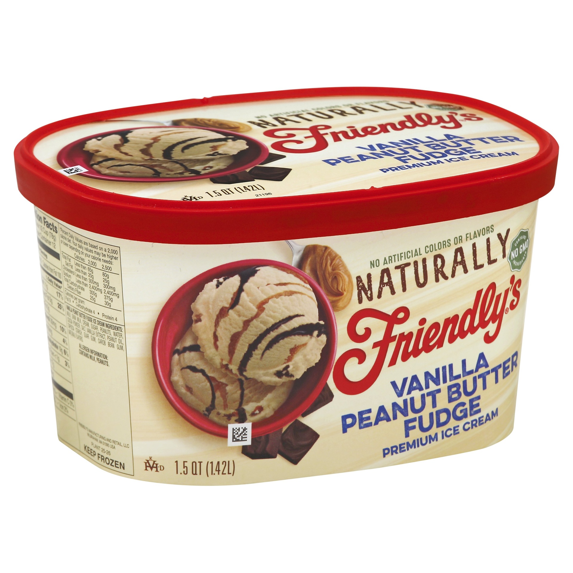 slide 1 of 4, Friendly's Naturally Vanilla Peanut Butter Fudge, 48 fl oz