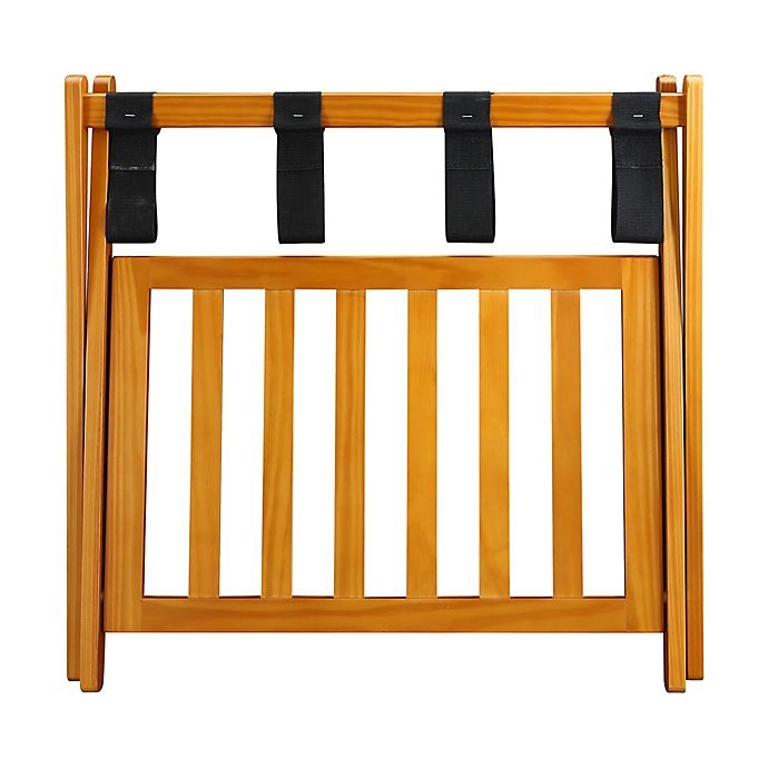 slide 7 of 10, Casual Home Folding Luggage Rack with Shelf - Honey Oak, 1 ct