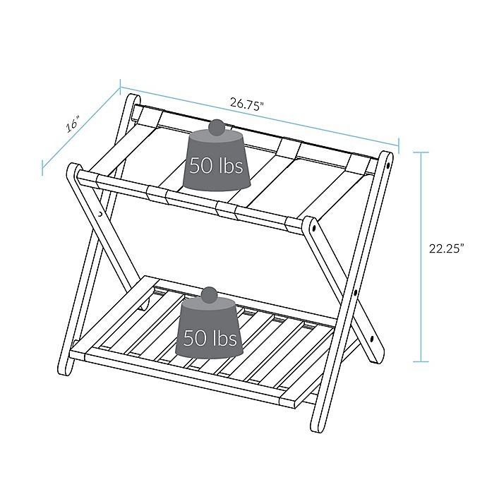 slide 10 of 10, Casual Home Folding Luggage Rack with Shelf - Honey Oak, 1 ct