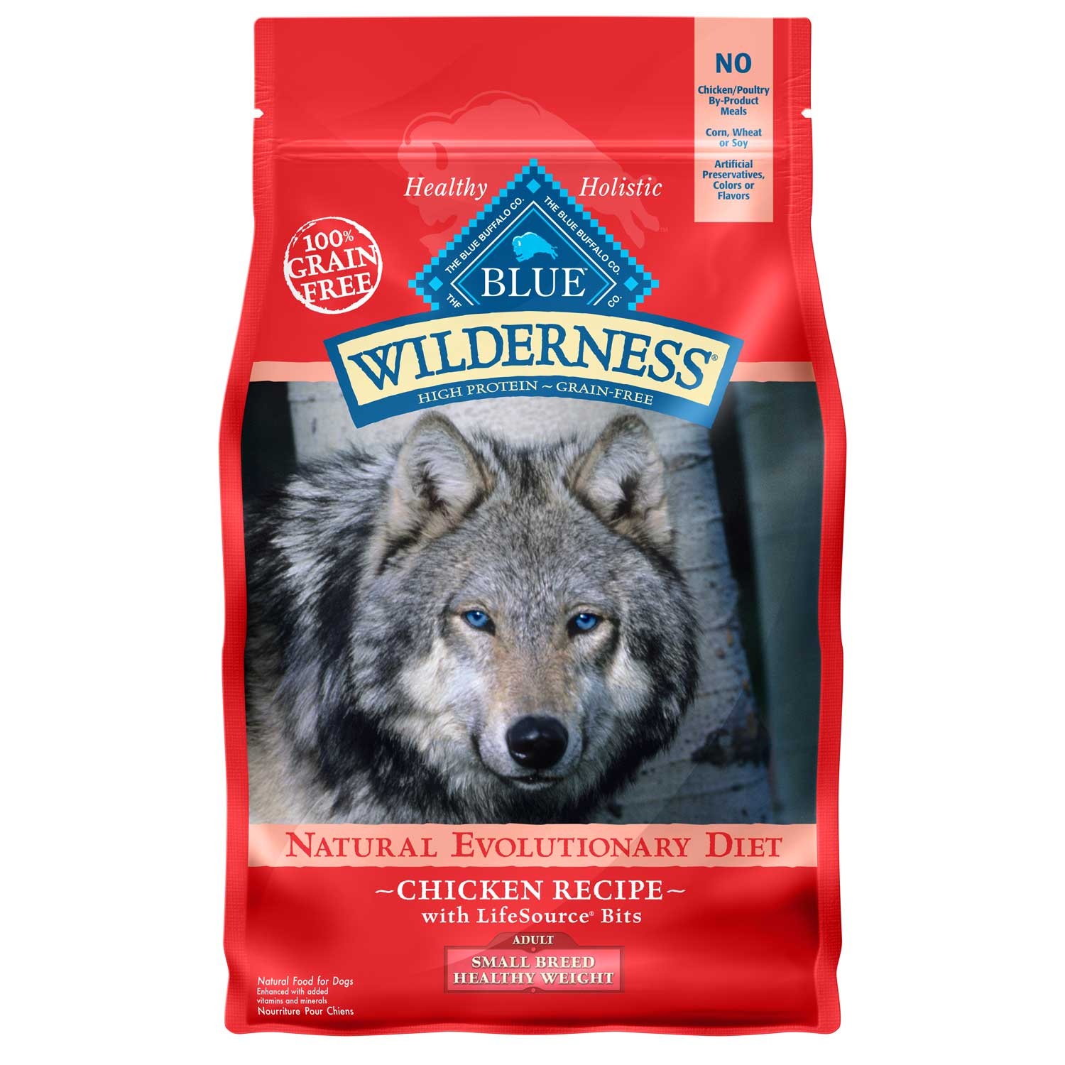 slide 1 of 1, Blue Buffalo Blue Wilderness Grain Free Chicken Small Breed Healthy Weight Adult Dog Food, 4.5 lb