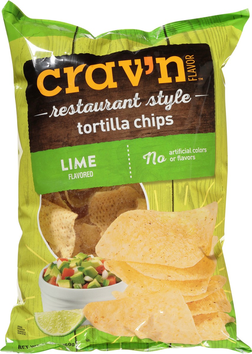 slide 6 of 17, Crav'n Flavor Restaurant Style Lime Flavored Tortilla Chips 13 oz, 13 oz