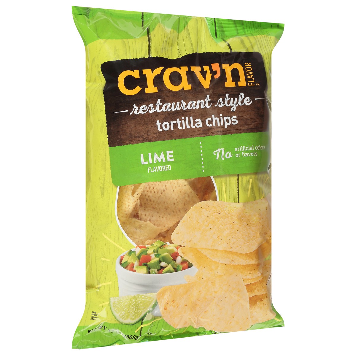 slide 10 of 17, Crav'n Flavor Restaurant Style Lime Flavored Tortilla Chips 13 oz, 13 oz