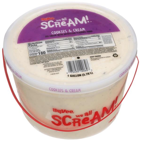 slide 1 of 1, Hy-vee Cookies & Cream Ice Cream, 42 fl oz