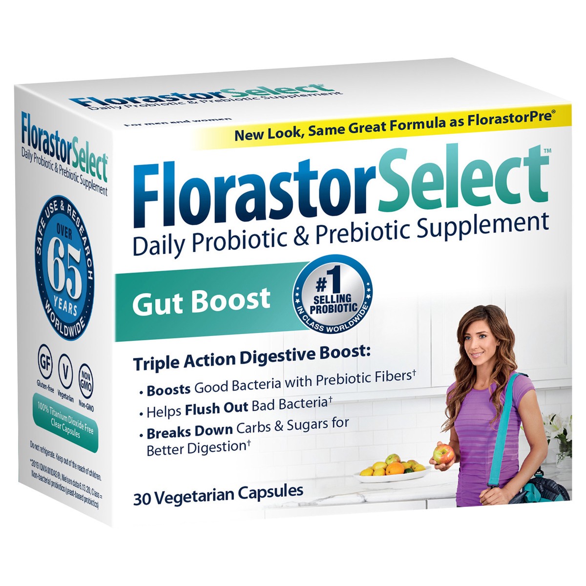 slide 3 of 8, Florastor Pre Daily Probiotic & Fiber Supplement, 550 mg, 30 count, 30 ct