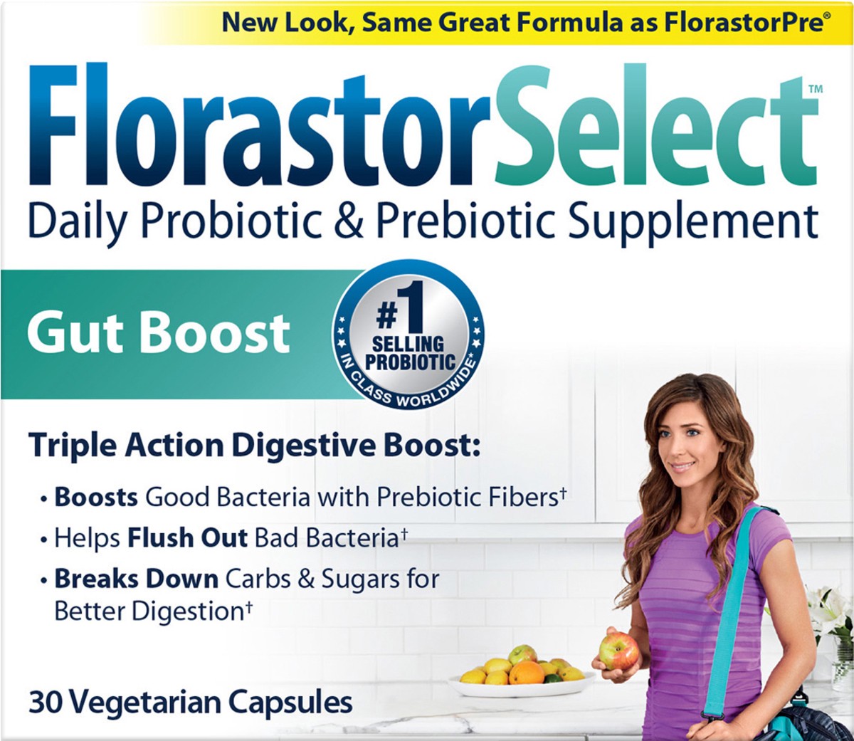 slide 4 of 8, Florastor Pre Daily Probiotic & Fiber Supplement, 550 mg, 30 count, 30 ct