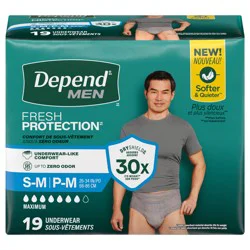 Depend Fresh Protection Adult Incontinence Underwear for Men, Disposable, Maximum, SmallMedium, Grey, 19 Count