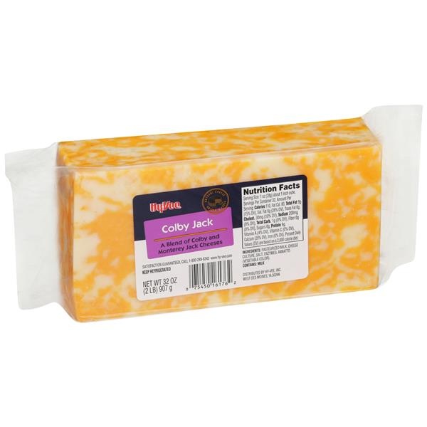 slide 1 of 1, Hy-vee Colby Jack A Blend Of Colby And Monterey Jack Cheeses, 32 oz