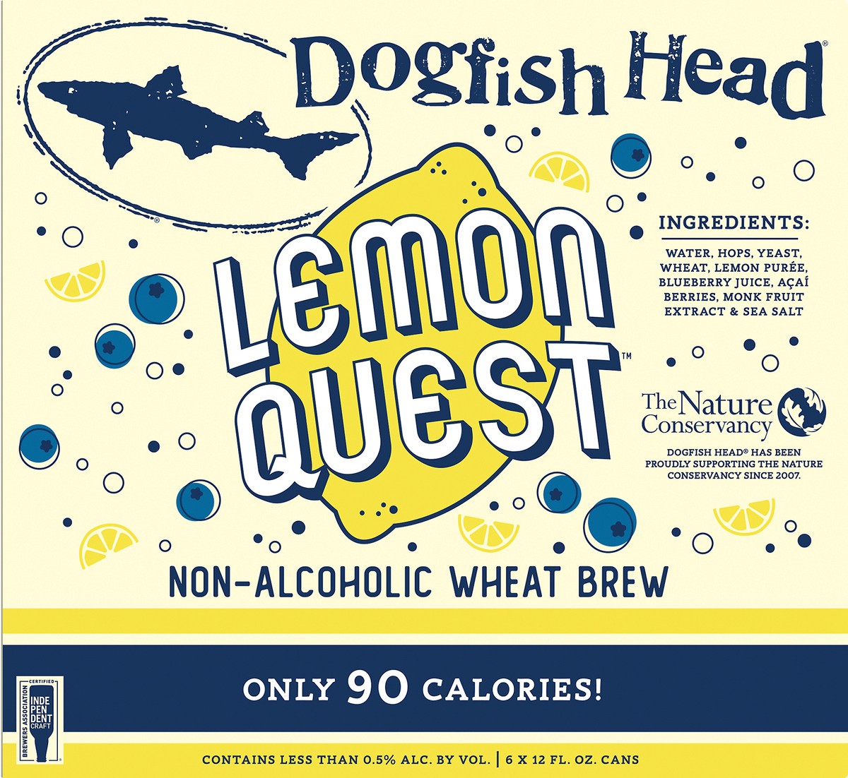 slide 2 of 8, Dogfish Head Lemon Quest Non-Alcoholic Beer (12 fl. oz. Can, 6pk.), 1 ct