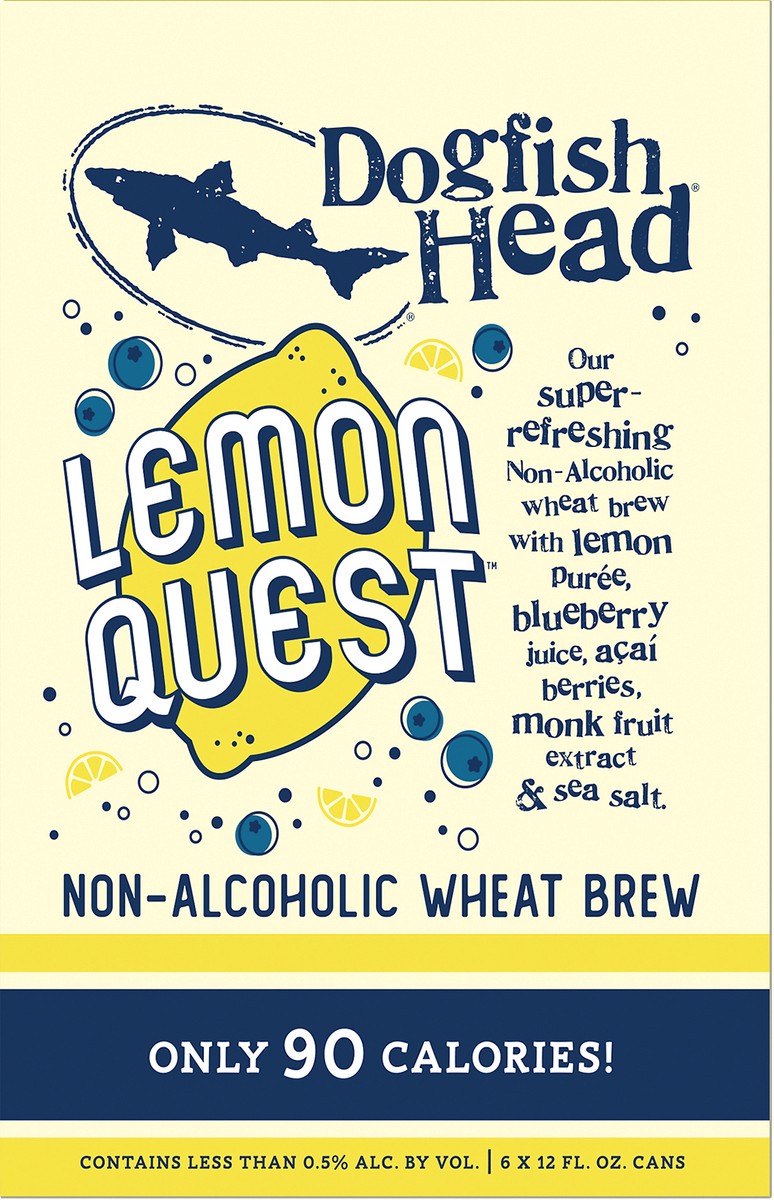 slide 5 of 8, Dogfish Head Lemon Quest Non-Alcoholic Beer (12 fl. oz. Can, 6pk.), 1 ct