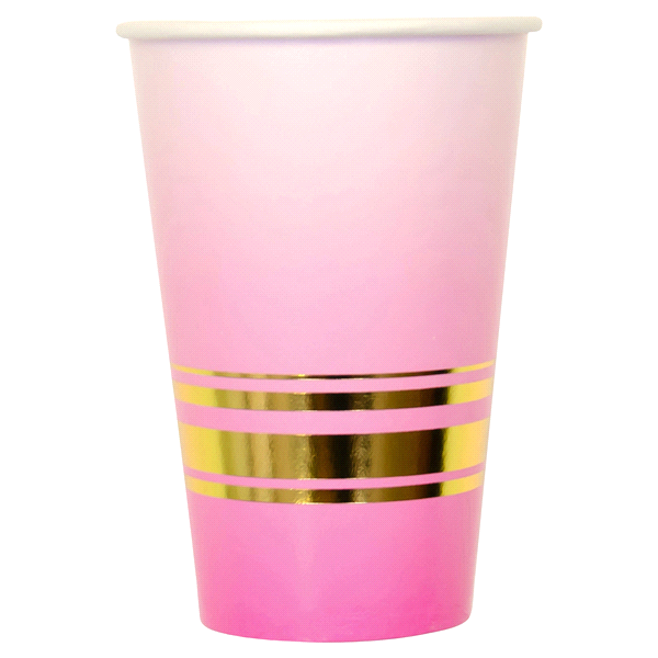 slide 1 of 1, Papyrus Ombre Pink & Gold Cups, 1 ct