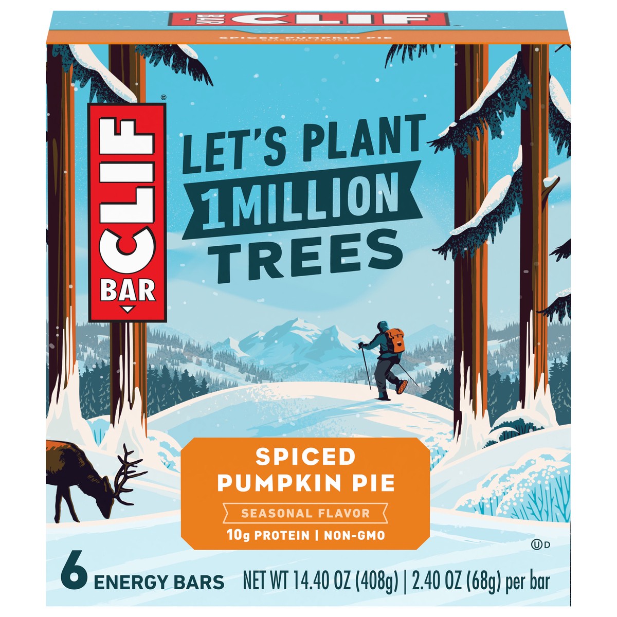 slide 1 of 9, CLIF BAR - Spiced Pumpkin Pie Flavor - Made with Organic Oats - 10g Protein - Non-GMO - Plant Based - Seasonal Energy Bars - 2.4 oz. (6 Pack), 14.4 oz