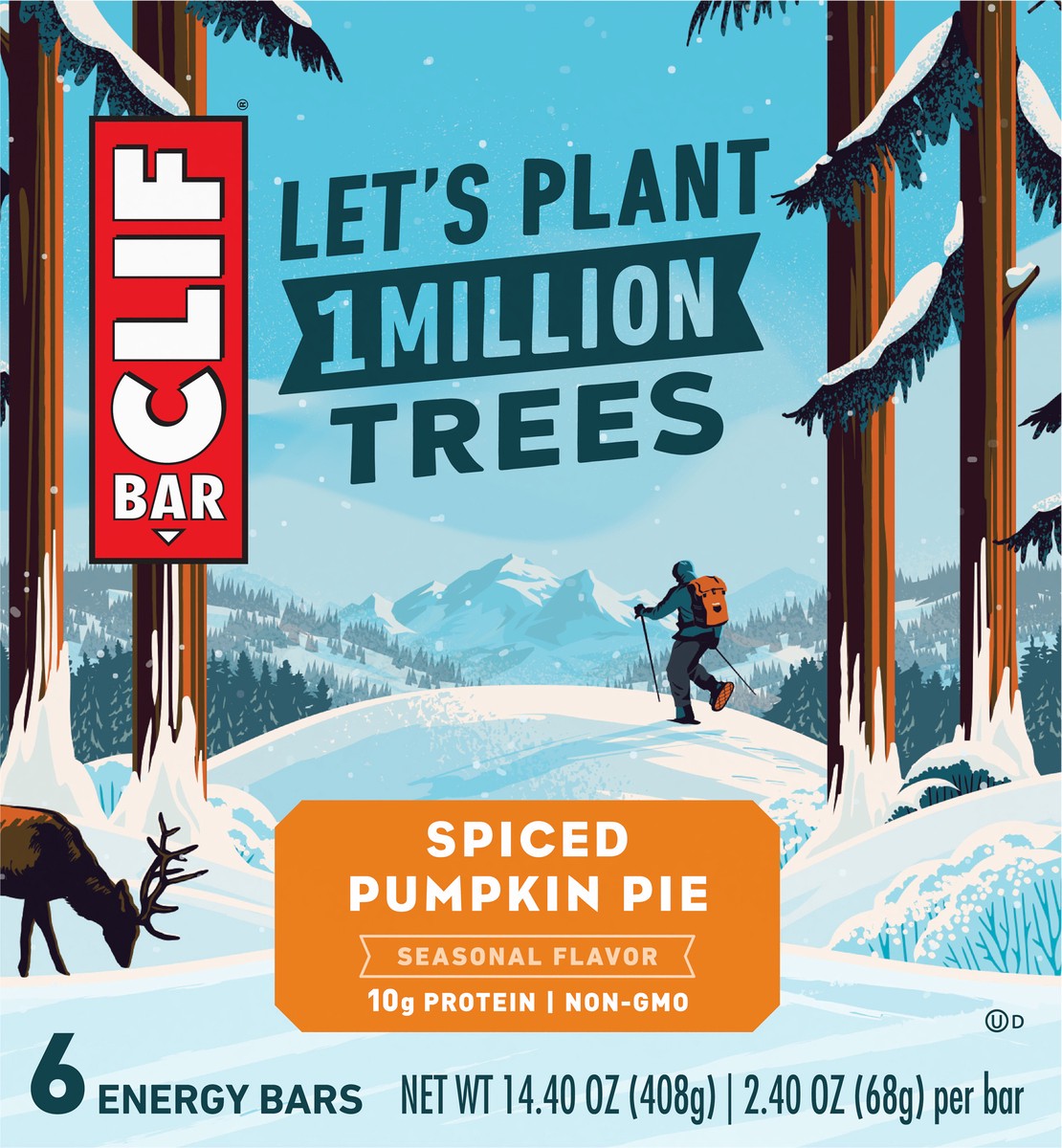 slide 6 of 9, CLIF BAR - Spiced Pumpkin Pie Flavor - Made with Organic Oats - 10g Protein - Non-GMO - Plant Based - Seasonal Energy Bars - 2.4 oz. (6 Pack), 14.4 oz