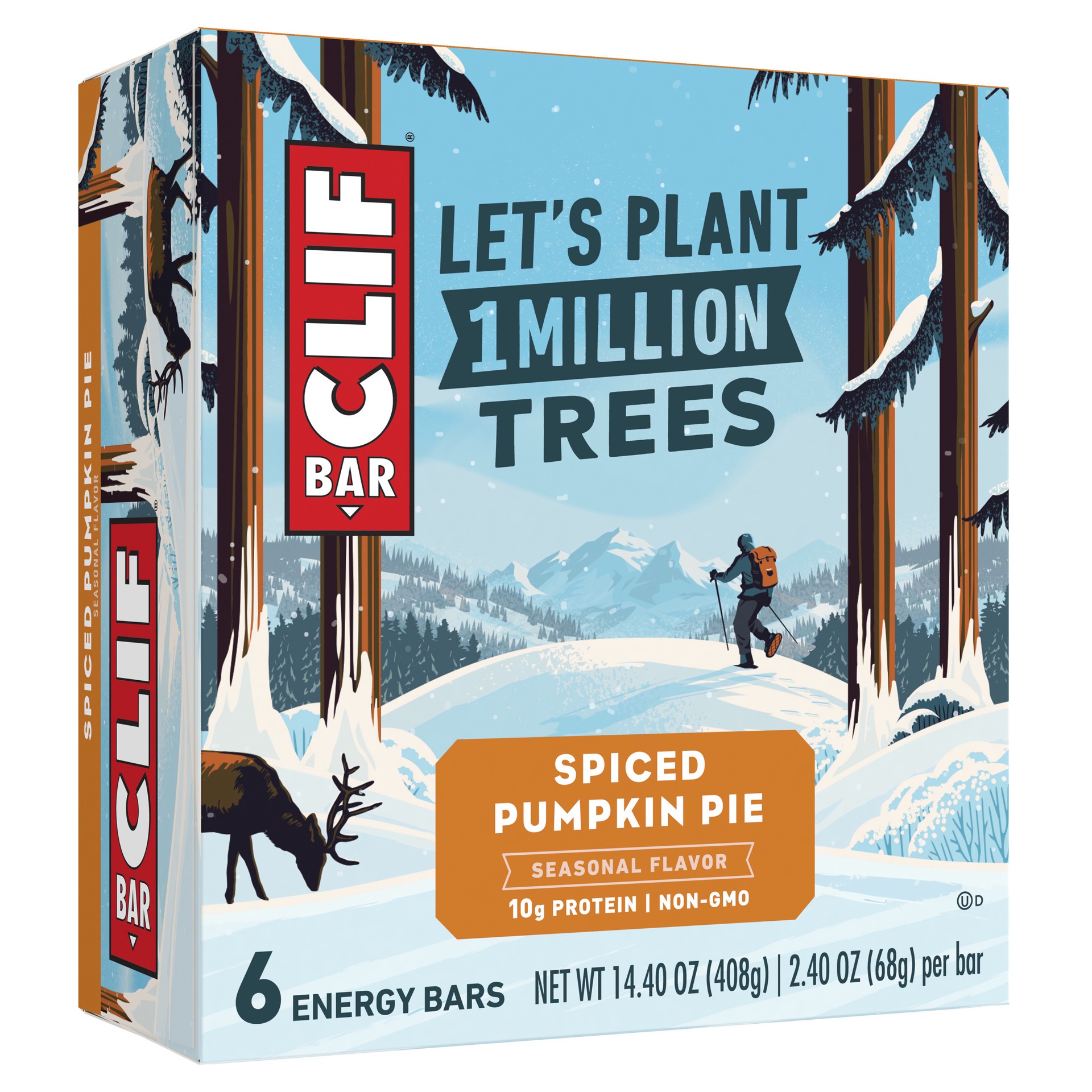 slide 1 of 9, CLIF BAR - Spiced Pumpkin Pie Flavor - Made with Organic Oats - 10g Protein - Non-GMO - Plant Based - Seasonal Energy Bars - 2.4 oz. (6 Pack), 14.4 oz