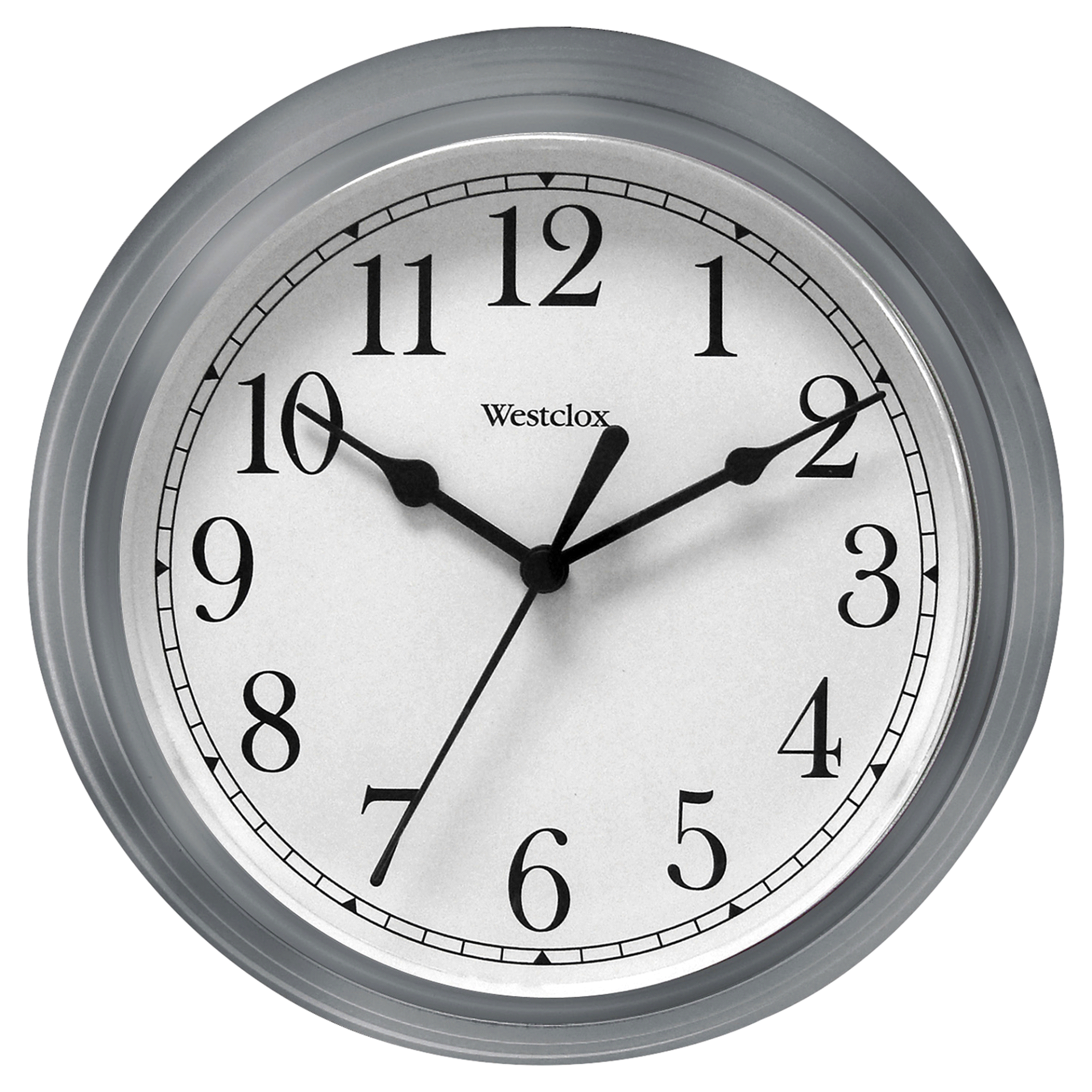 slide 1 of 1, Westclox 9" Round Gray Wall Clock, 9 in