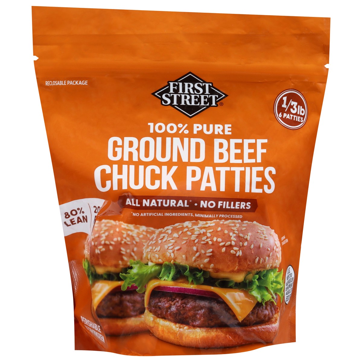 slide 2 of 4, First Street Patties Ground Beef Chuck, 2 lb