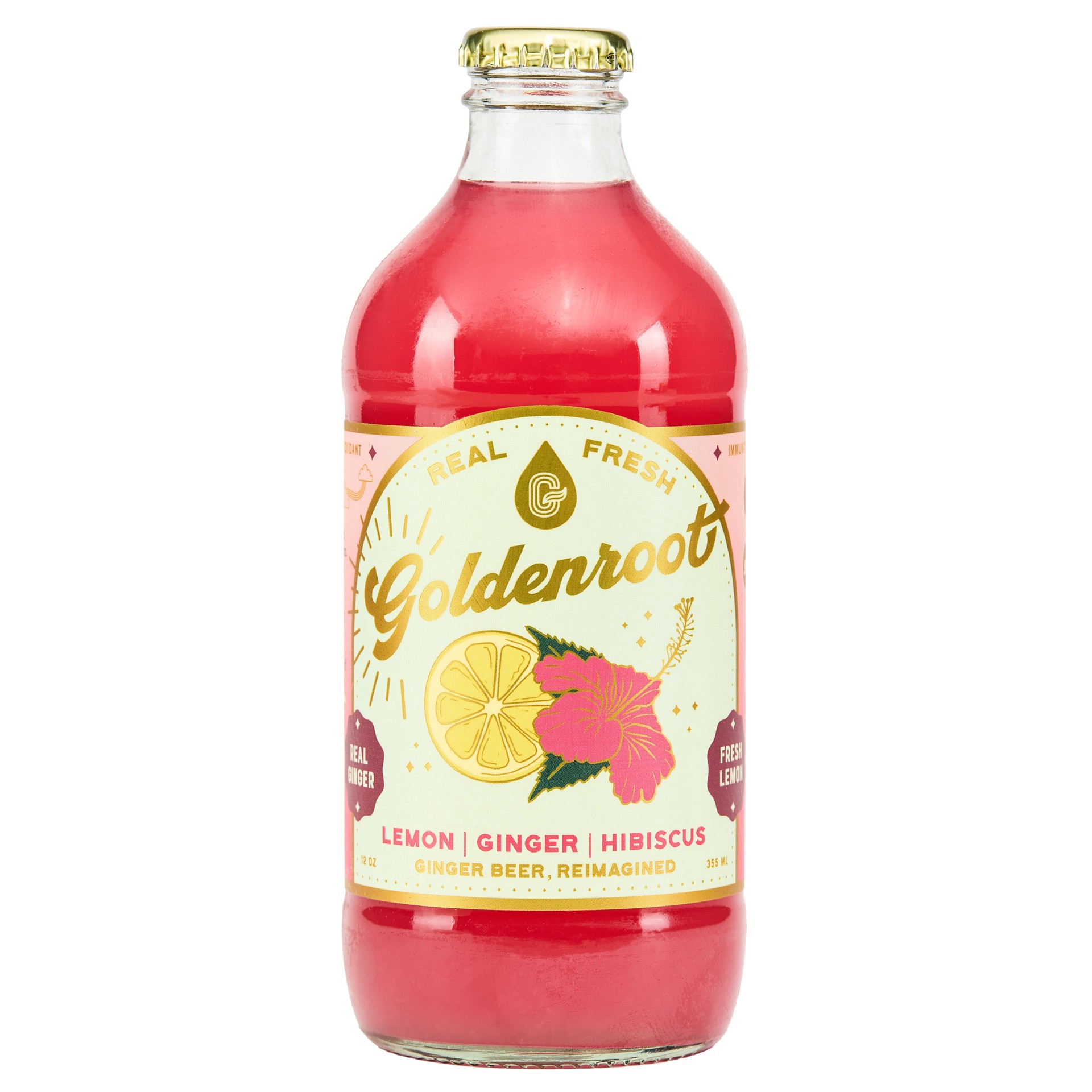 slide 1 of 1, Goldenroot Hibiscus Ginger Beer, 12 oz