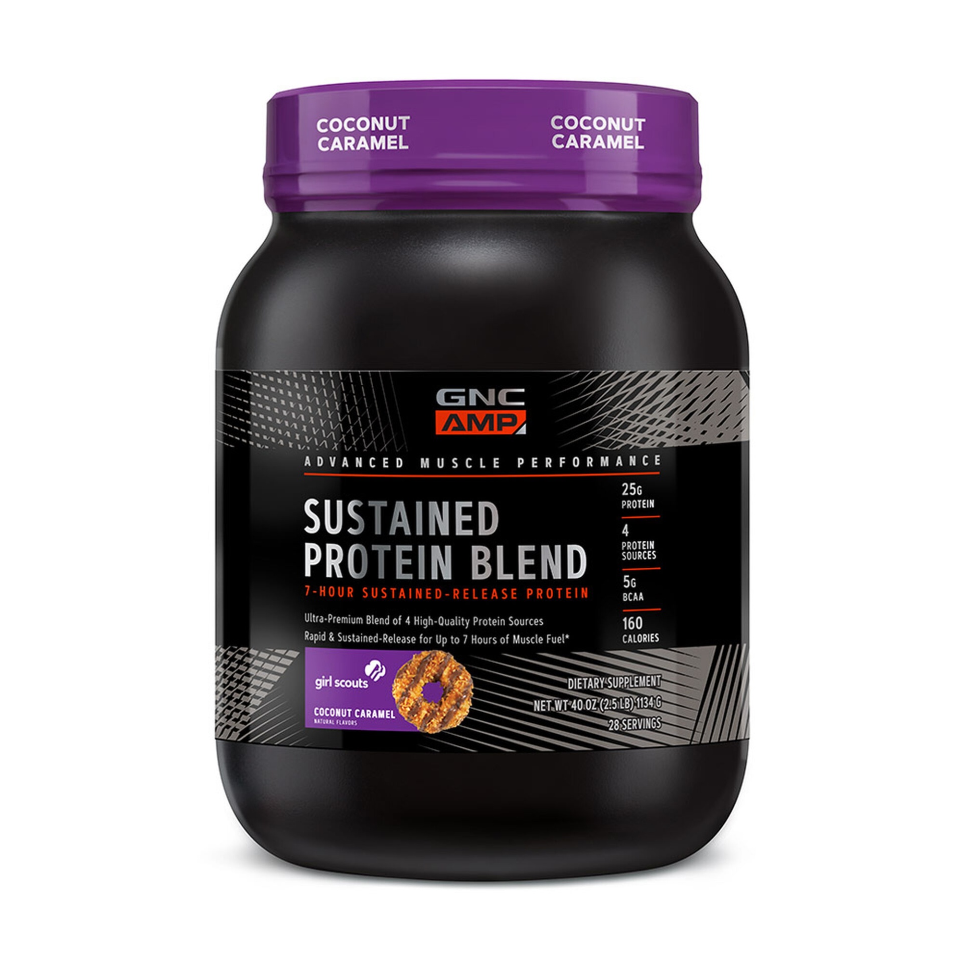 slide 1 of 1, GNC AMP Sustained Protein Blend - Girl Scout Coconut Caramel, 1 ct