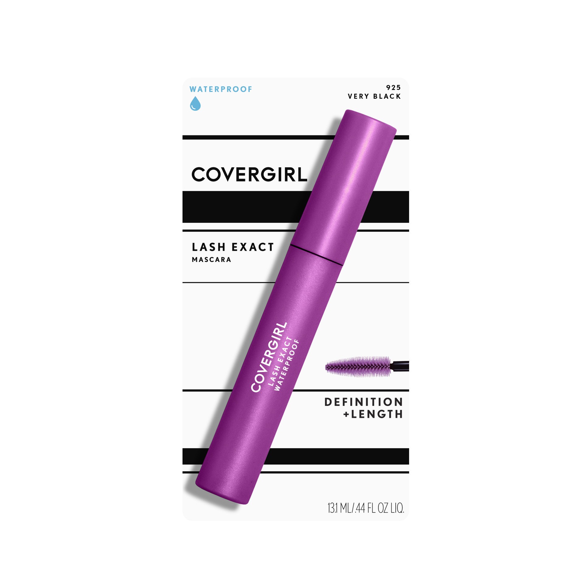 slide 1 of 2, Covergirl COVERGIRL Lashexact Mascara Waterproof Very Black, Defining, Smudge-Proof, .13 oz, Hypoallergenic Mascara, Resists Wipes and Smears, Darkens All Day, Washes Off Easily, 4 ml