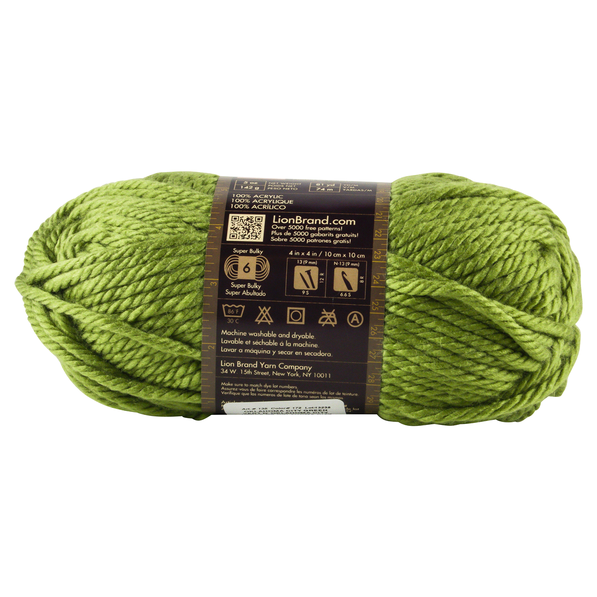 slide 3 of 3, Lion Brand Yarn Hometown USA Oklahoma City Green, 64 yd