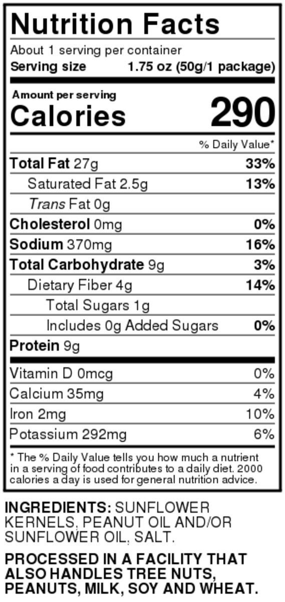 slide 3 of 8, Hy-vee Salted Sunflower Kernels, 1.75 oz