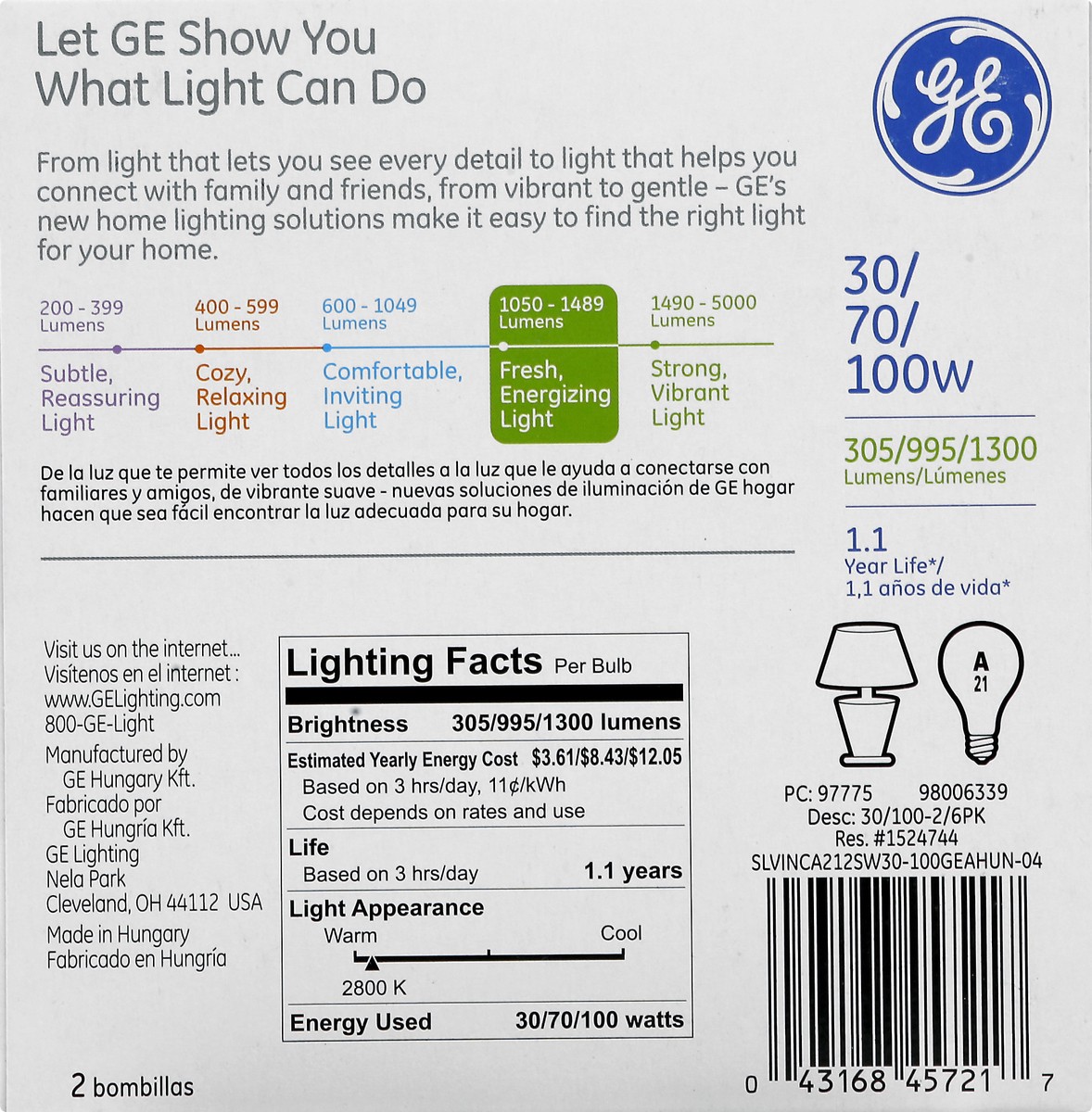 slide 4 of 11, GE Light Bulbs A21 Soft White General Purposes 30 70 150 Watts - 2 Count, 2 ct