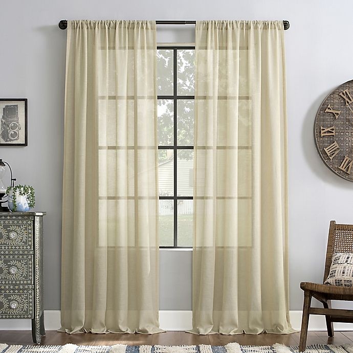 slide 1 of 1, Archaeo Slub Textured Rod Pocket Light Filtering Window Curtain Panel - Linen, 84 in