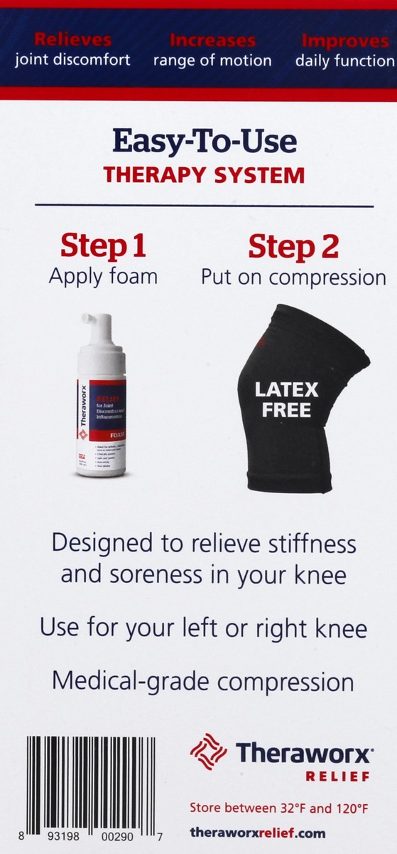 slide 5 of 12, Theraworx LG/XL Compression Knee Sleeve + Topical Foam 1 ea, 3.1 oz