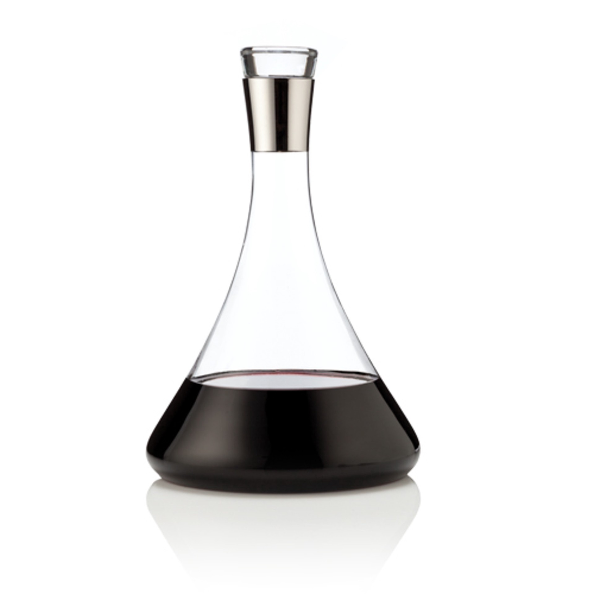 slide 2 of 5, Viski Harrison Chrome Trimmed Wine Decanter, Set of 1, Lead-Free Crystal, Modern Wine Decanter for Red Wine, White Wine, or Liquor, Stunning Gift, 60 oz, 1 ct