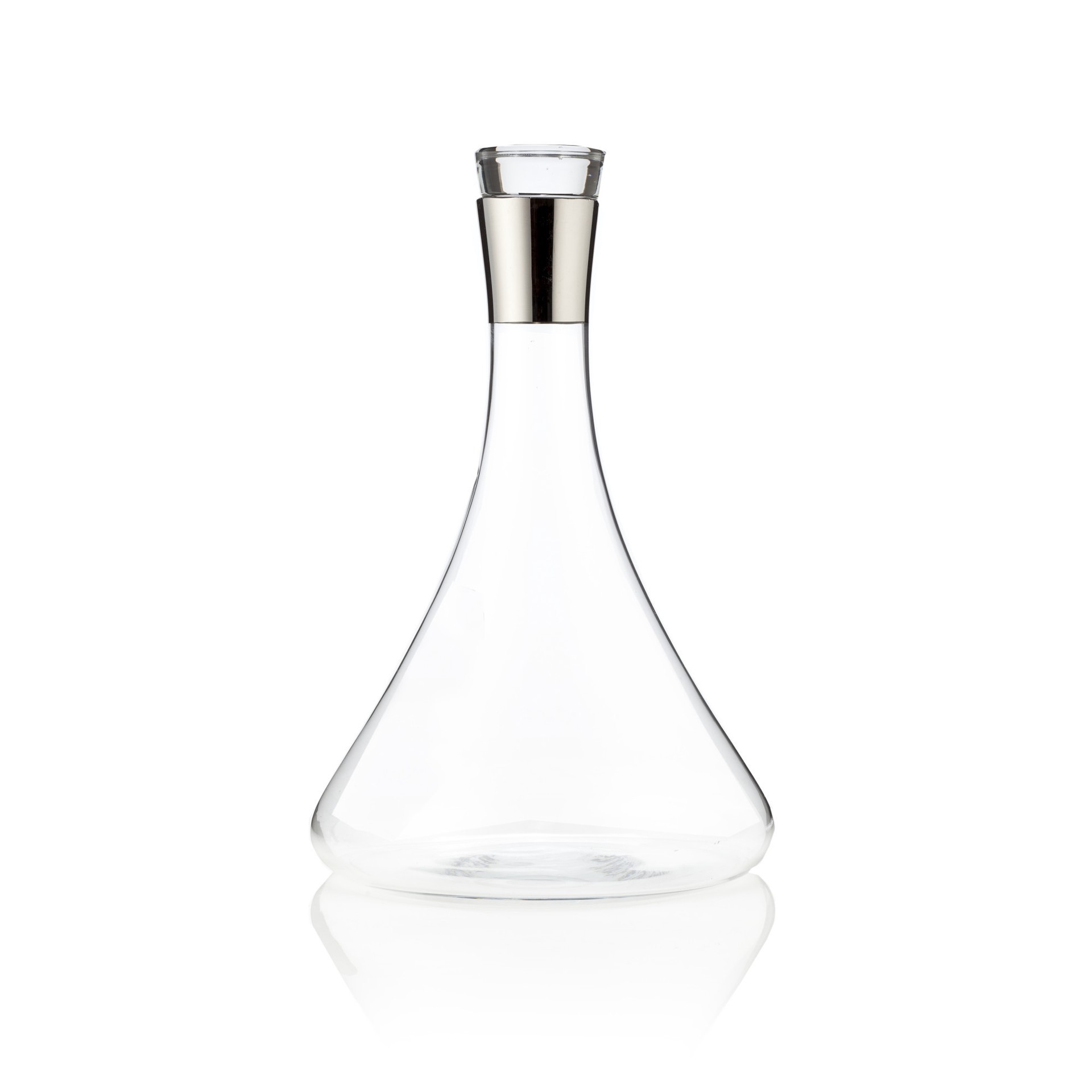 slide 4 of 5, Viski Harrison Chrome Trimmed Wine Decanter, Set of 1, Lead-Free Crystal, Modern Wine Decanter for Red Wine, White Wine, or Liquor, Stunning Gift, 60 oz, 1 ct