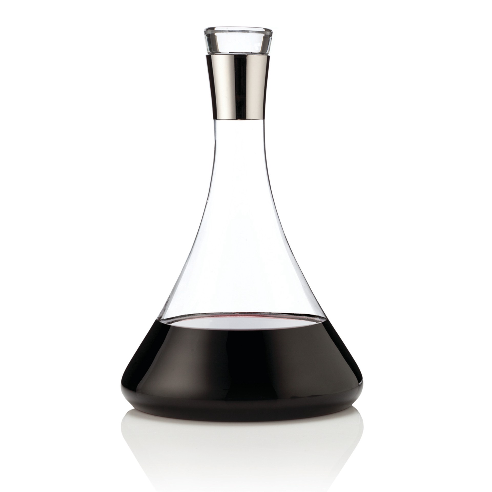 slide 1 of 5, Viski Harrison Chrome Trimmed Wine Decanter, Set of 1, Lead-Free Crystal, Modern Wine Decanter for Red Wine, White Wine, or Liquor, Stunning Gift, 60 oz, 1 ct