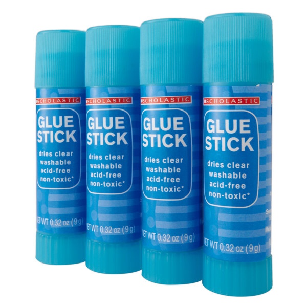 slide 1 of 1, Scholastic Glue Sticks, 0.32 Oz., Blue Gel, Pack Of 4, 4 ct