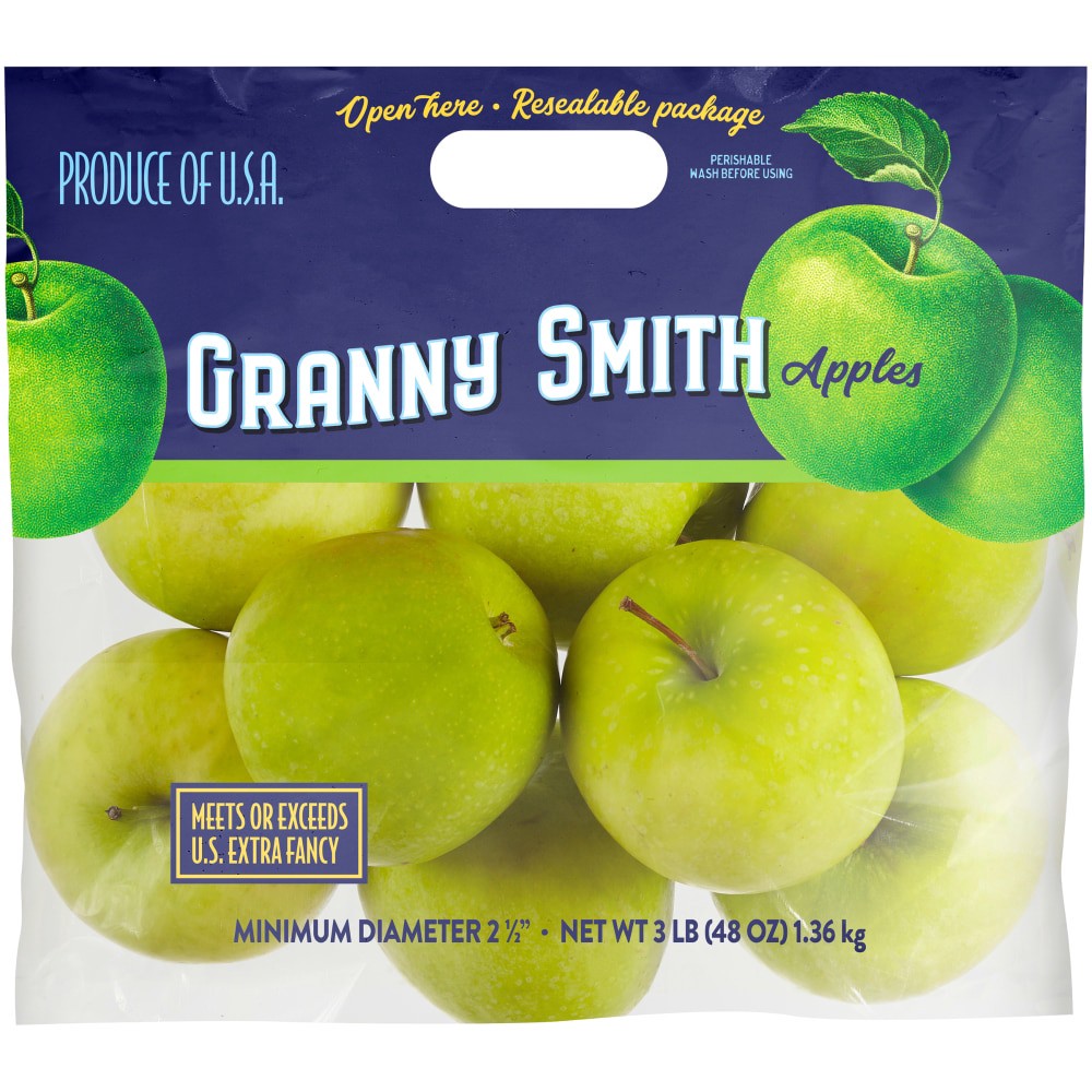 slide 1 of 2, Kroger Green Granny Smith Apples Pouch, 3 lb