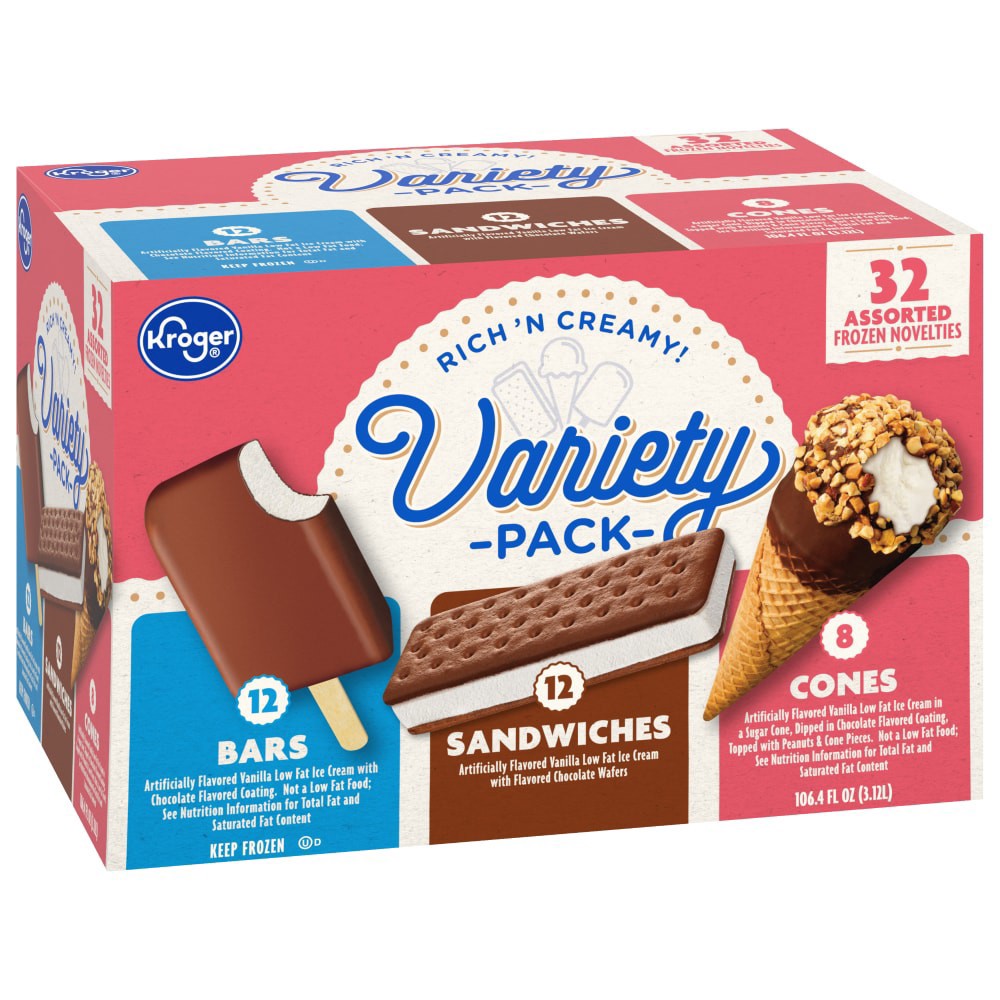 slide 4 of 6, Kroger Variety Pack Frozen Novelties, 32 ct